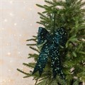 Velvet Sequin Wired Bow Hanger Green