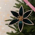 3 Luxe Green Velvet Poinsettia Clips