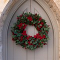 Faux Ruskington Poinsettia Christmas Wreath