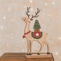 Wooden Reindeer with Christmas Tree Decoration