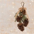 Faux Pinecone Bow & Bell Hanging Decoration