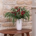 Faux Cypress & Berries in White Pot
