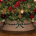 Seagrass Christmas Tree Skirt with Green Ribbon