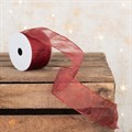 Burgundy Star Burst Christmas Ribbon 2.5"