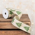 Linen Christmas Tree Ribbon 2.5" Beige